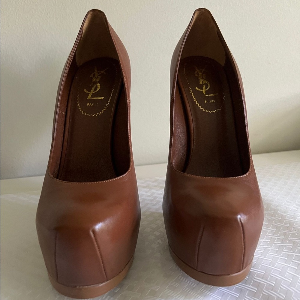 Yves Saint Laurent Women's Cognac Platform Heels